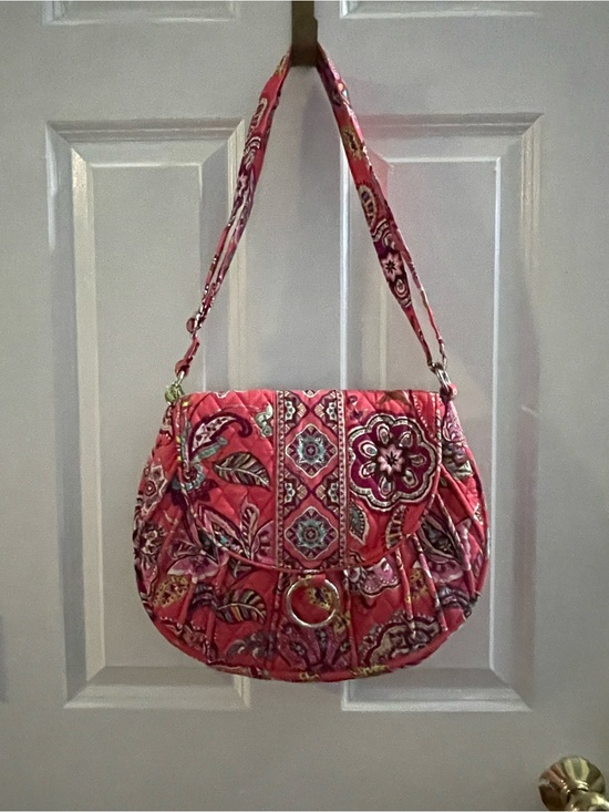 Vera Bradley Handbags - Vera Bradley Quilted Pink Paisley Shoulder Bag with Ring Accent